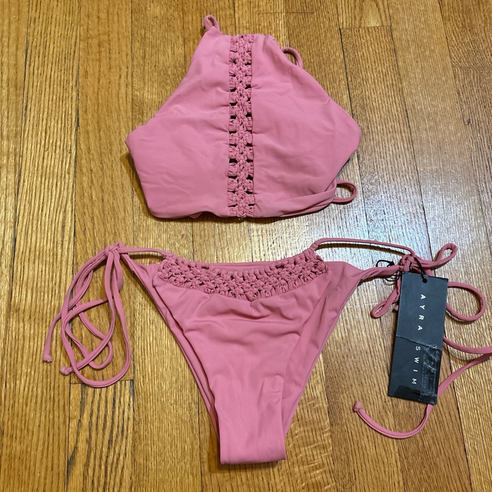Ayra Swim Pink Crochet Bikini Set